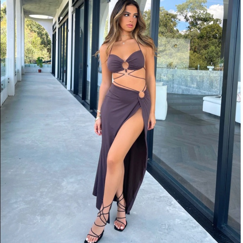 Outcast clothing slit skirt in mocha